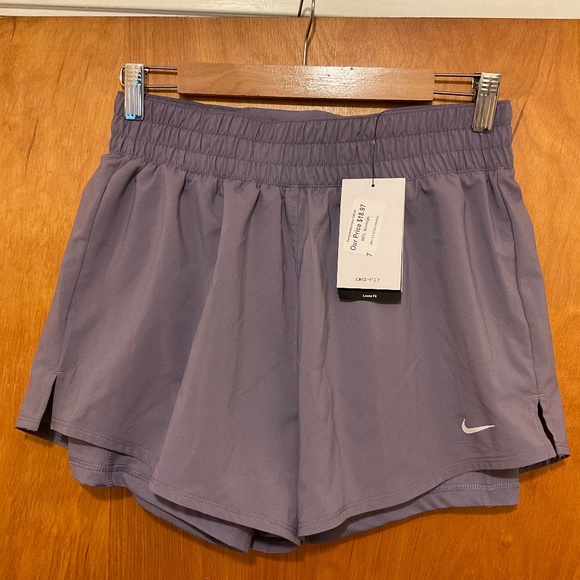 Nike Pants - Nike Training Shorts Womens Size M Lavender Dri Fit Brief Lined Loose Fit NWT